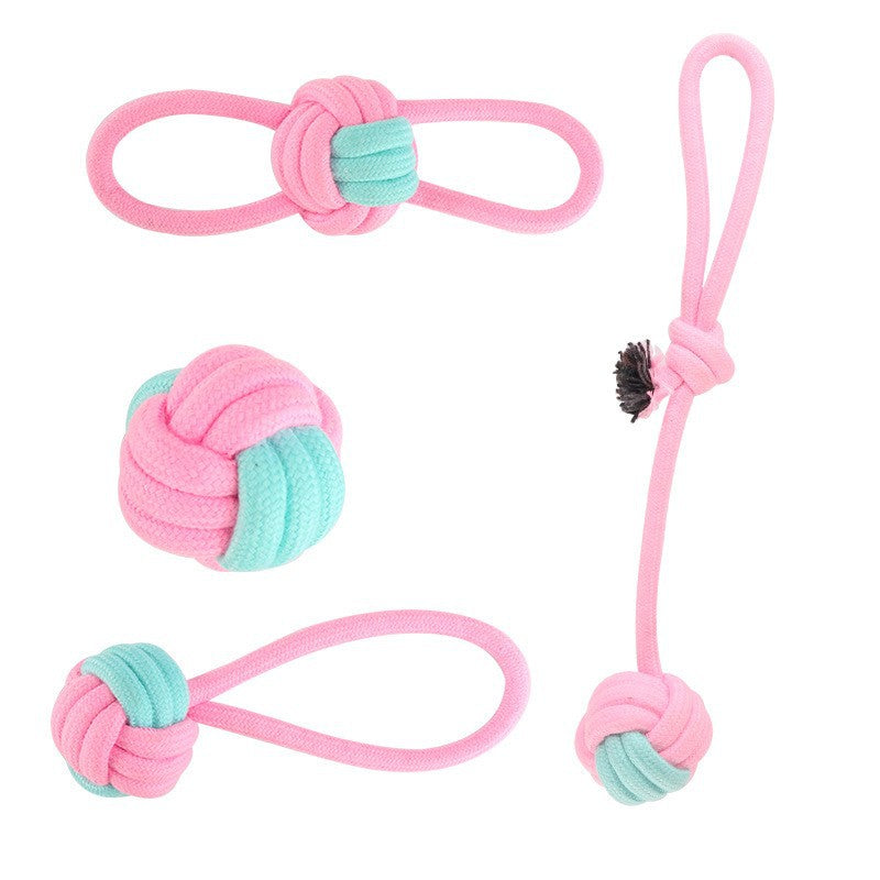 Pink Blue Combination Pet Cotton Rope Knot Toy for Tough Chewing Dogs