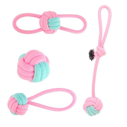 Pink Blue Combination Pet Cotton Rope Knot Toy for Tough Chewing Dogs