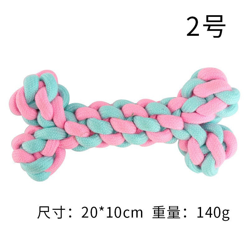 Pink Blue Combination Pet Cotton Rope Knot Toy for Tough Chewing Dogs