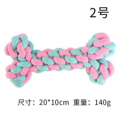 Pink Blue Combination Pet Cotton Rope Knot Toy for Tough Chewing Dogs