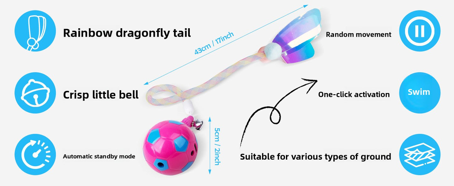 Interactive Q-Bounce Pet Ball Automatic Rolling Smart Fun with Tail Bell