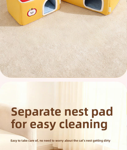 Cat House All-Season Universal Removable Washable Pet House Cat House Fully Enclosed Autumn Winter Warm Plush Dog House