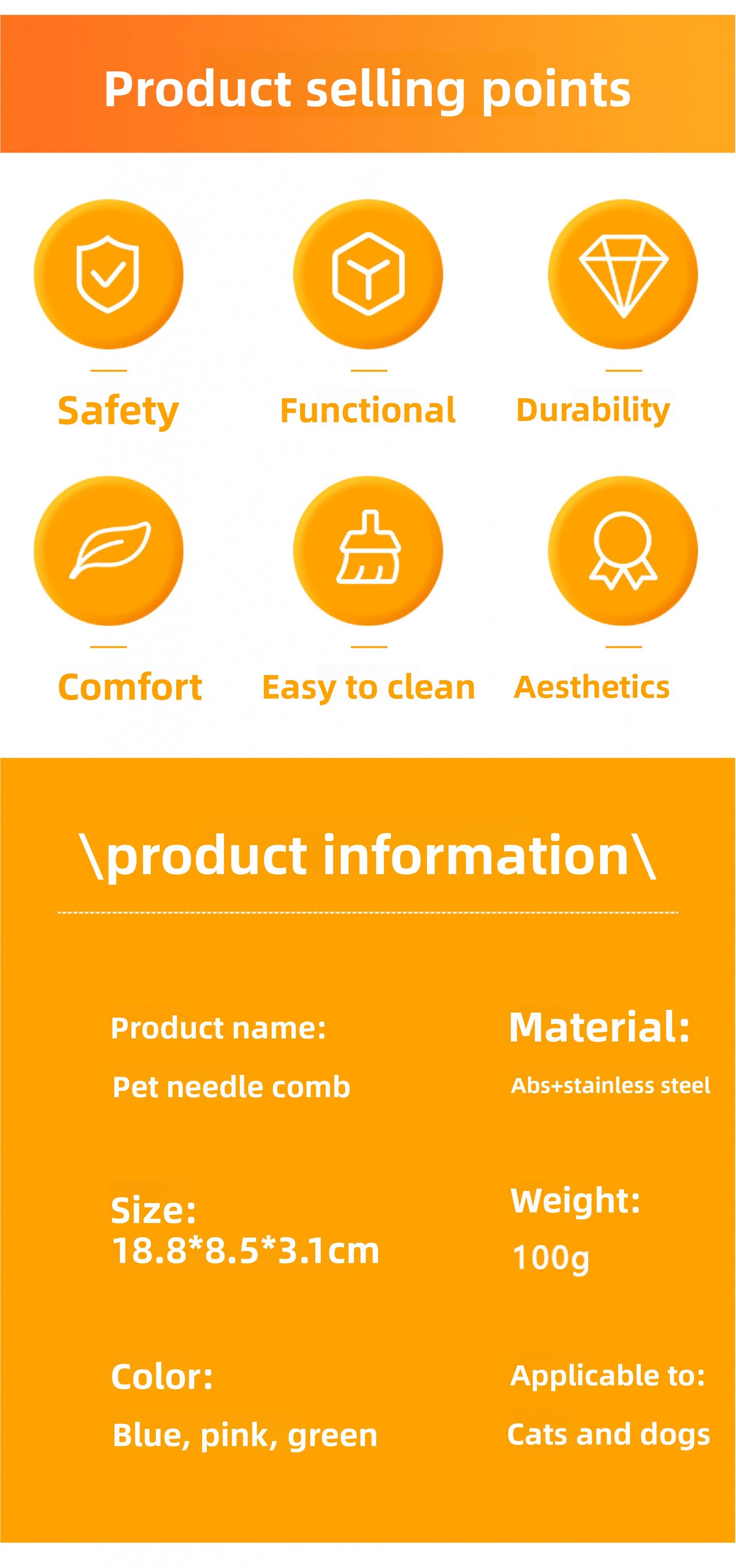 Peigne autonettoyant pour chats et chiens - Outil d'élimination des poils en un clic - Brosse magique anti-mouillage avec embouts de massage pour réduire la perte de poils 