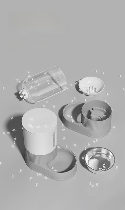 Automatic Cat and Dog Feeder and Water Dispenser Combo with Double Bowls, Neck Protection, Anti-Clumping, Large Capacity Pet Food Utensils