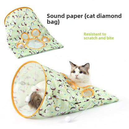 Túnel plegable para gatos con sonido para que jueguen las mascotas 