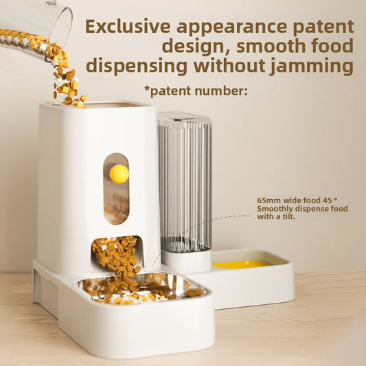 Stainless Steel Cat Bowl Dog Bowl Automatic Water Dispenser with Dry Wet Food Separation Large Capacity Pet Feeder Drinking Fountain Quiet Pump