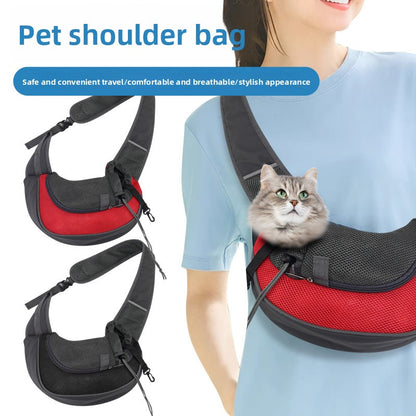 Crossbody Cat Bag Breathable Mesh Pet Shoulder Portable Outings