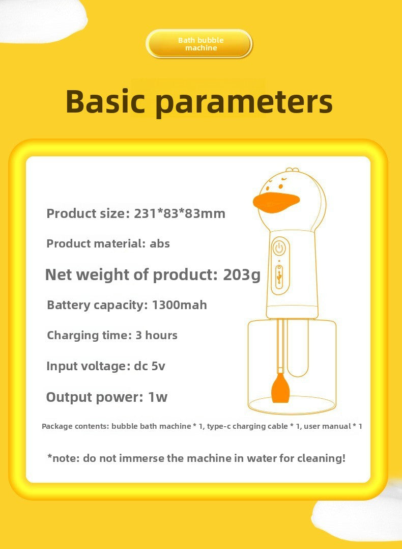 Professional Pet Bath Foam Maker Machine Automatic Foamer for Dogs Cats with Adjustable Dilution Bottle and Cute Yellow Duck Design