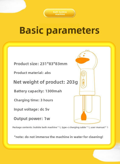 Professional Pet Bath Foam Maker Machine Automatic Foamer for Dogs Cats with Adjustable Dilution Bottle and Cute Yellow Duck Design