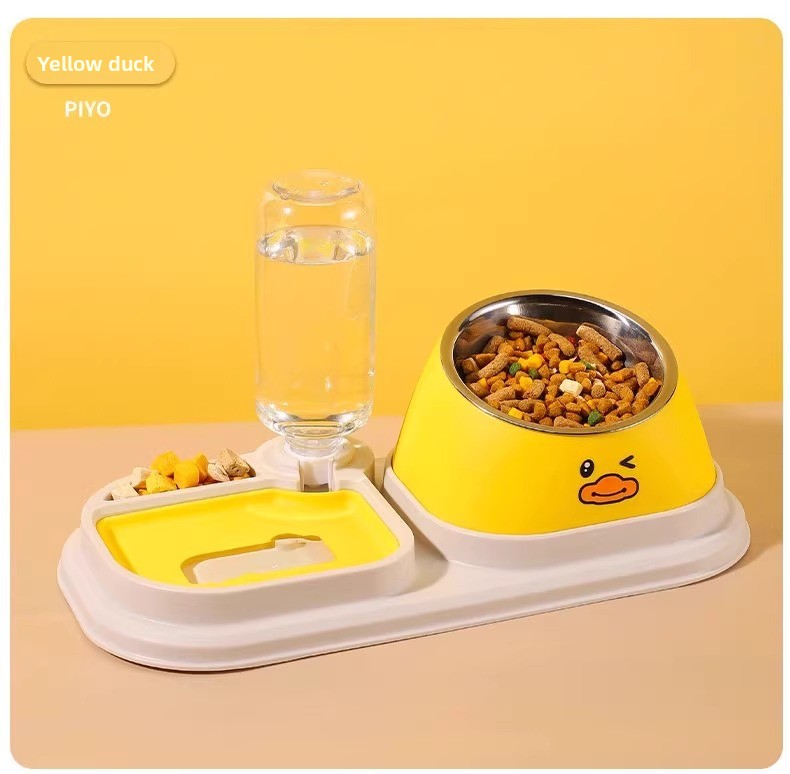 Slanted Mouth Pet Bowl Double Design Automatic Drinking Anti Choke Dog Cat Bowl