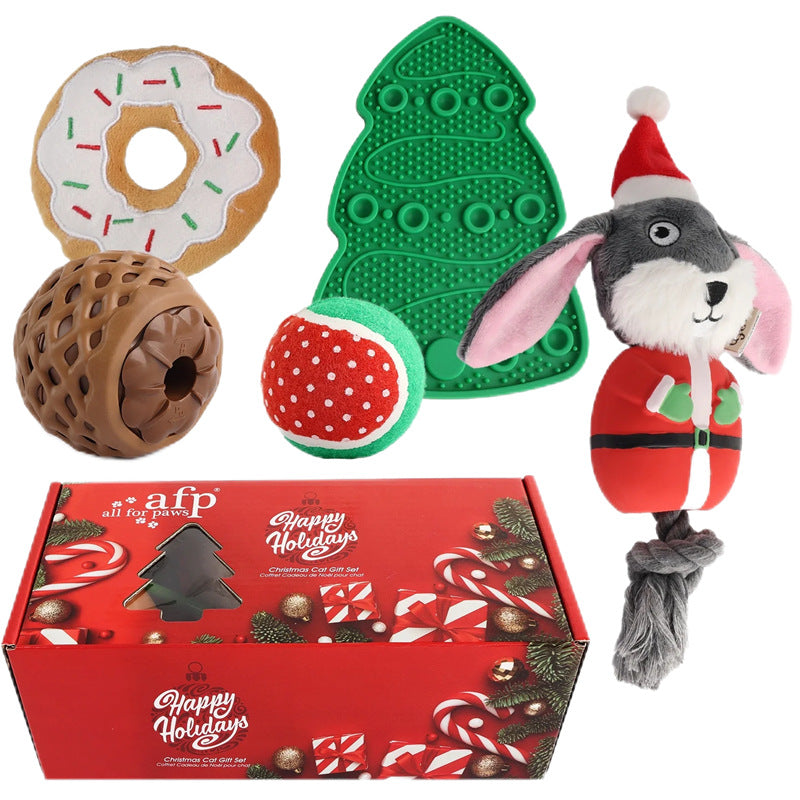 Multiple Christmas Pet Toys Pinecone Treat Dispenser Dog Chew Toy Teaser Wand Pet Bed Set
