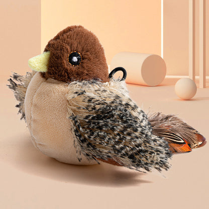 Interactive Cat Toy with Touch Sensitive Sound Plush Bird Hedgehog Capybara Teaser Stick for Teeth Grinding Self Play and Boredom Relief