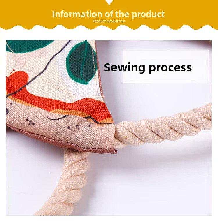 Interactive Dog Frisbee Toy Bite Resistant Cotton Rope Flying Disc for Outdoor Fetch Training and Teeth Cleaning Pizza Shaped Pet Toy