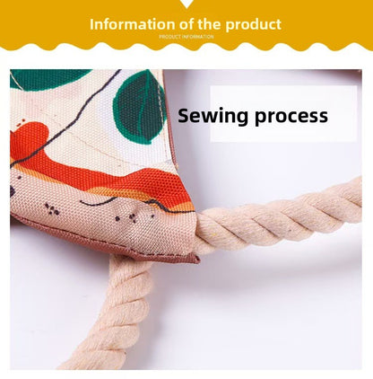 Interactive Dog Frisbee Toy Bite Resistant Cotton Rope Flying Disc for Outdoor Fetch Training and Teeth Cleaning Pizza Shaped Pet Toy