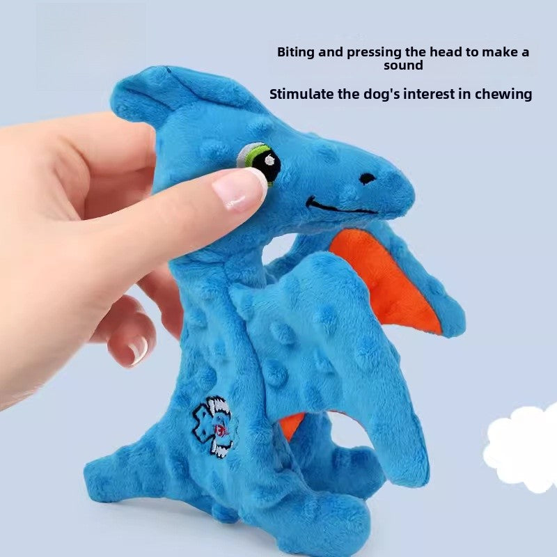 Dog Sound Plush Dinosaur Toy with Crinkle Paper for Durable Chewing