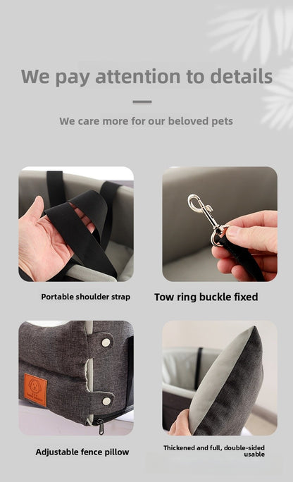 Premium Cat Car Seat Cushion Pet Bed Washable Detachable Safety Travel Carrier for Small Dogs and Cats