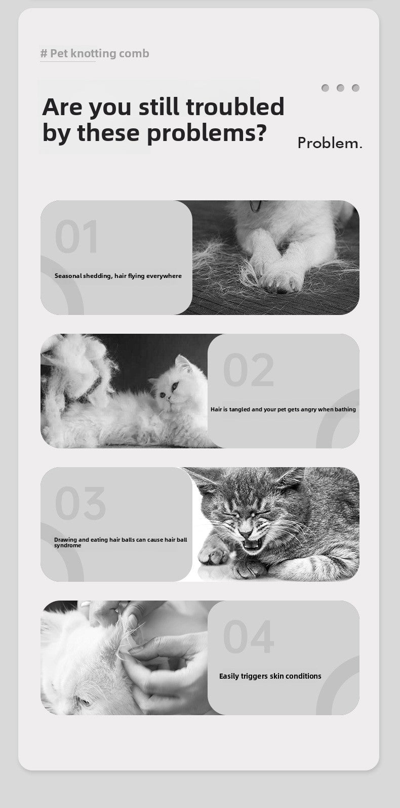 Stainless Steel Thinning Comb for Cat Dog Universal Hair Removal Detangling