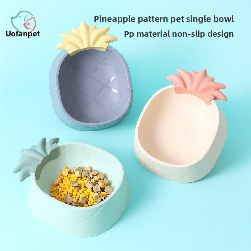 INS Aesthetic Pineapple Shaped Pet Dog Food Plastic Bowl