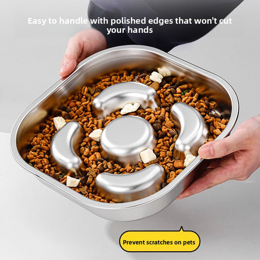 Stainless Steel Slow Feed Pet Bowl