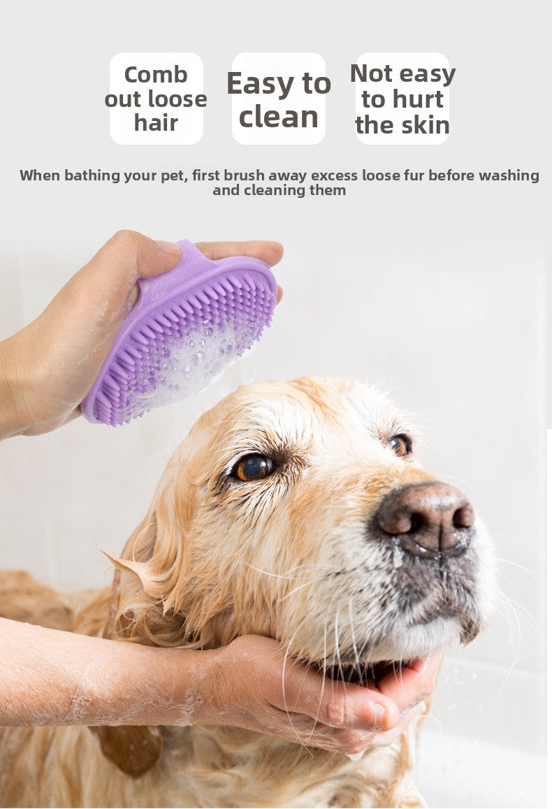 Adjustable Pet Bath Brush Dog Massage Grooming Tool for Wet and Dry Hair Removal Cat Deshedding Brush with Comfort Handle for Bathing Time