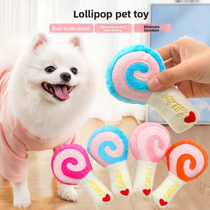 Three Colors Lollipop Plush Sound Pet Toy for Dogs Cats Supplies
