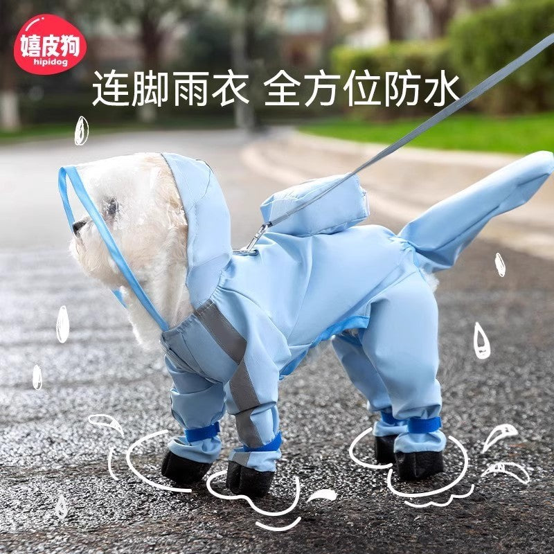 3D Dinosaur Tail Dog Raincoat Waterproof Reflective Pet Rain Poncho for Medium Large Breeds Like Golden Retriever Hooded Rain Gear