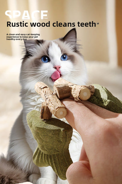 Wooden Fish Bone Teeth Cleaning Stick for Cats