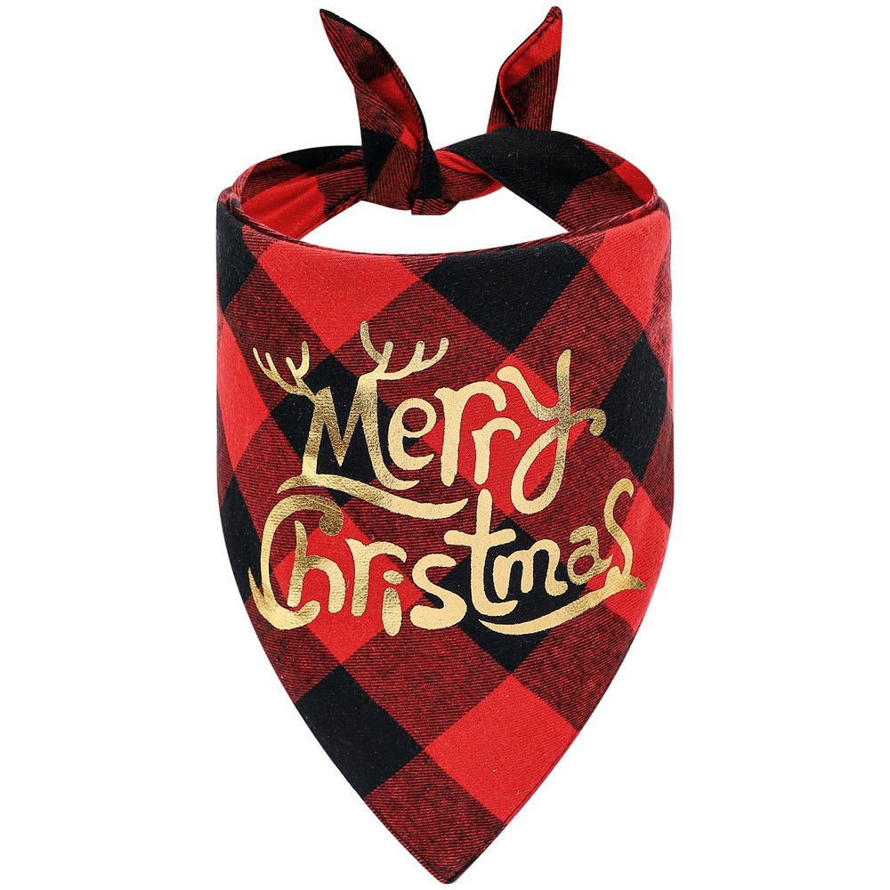 100% Cotton Plaid Pet Bib Triangle Scarf Perfect for Christmas Dog