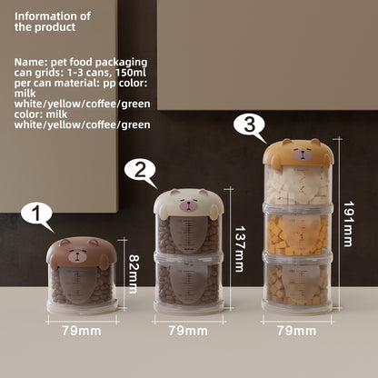 Portable Cat Snack Sealed Box Universal Pet Food Storage Moisture Proof Dispensing Canister