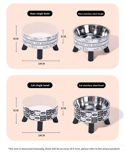 Elevated Anti Spill Cat Bowl Stainless Steel Pet Food and Water Dish with High Stand for Dogs Cats Non Slip Large Capacity Feeding Station