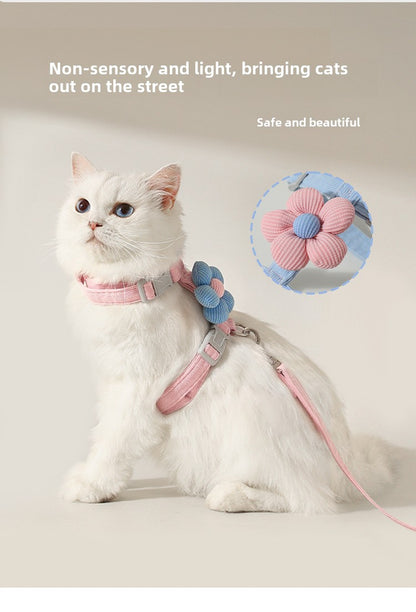 Pet Flower Cat Leash Harness for Walking Dogs