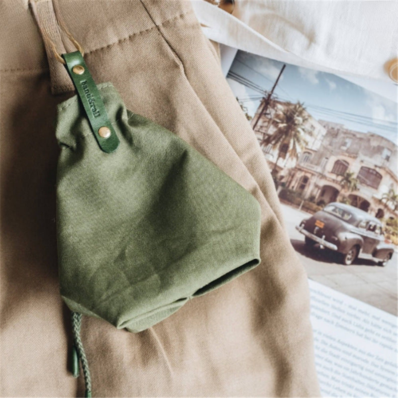 Portable Pet Dog Snack Bag Outdoor Drawstring Canvas Dog Food Bag Dog Supplies