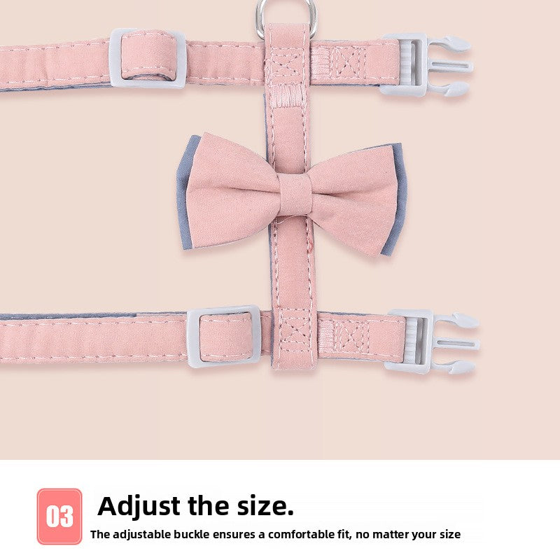 Soft Cotton I-Shaped Cat Leash with Butterfly Knot Anti-Escape