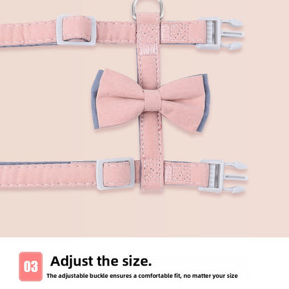 Soft Cotton I-Shaped Cat Leash with Butterfly Knot Anti-Escape