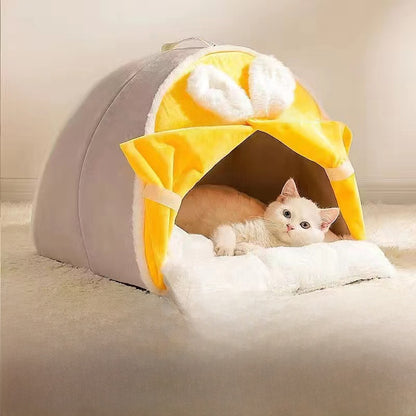 Household Cat House Dog House Kitten Bed Winter Warm Tent House Semi-Enclosed All-Season Universal