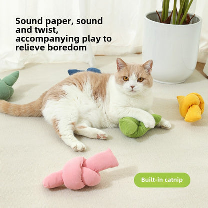 Pet Cat Toy Fabric Chew Pet Mint Teaser Stick Sound Paper Self-Entertainment Cat Toy