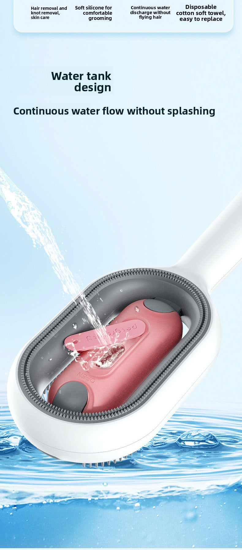 Reusable Pet Hair Removal Comb with No Wash Sticky Wipes Cat Dog Grooming Brush for Shedding Control and Furniture Carpet Clothes Fur Cleaning