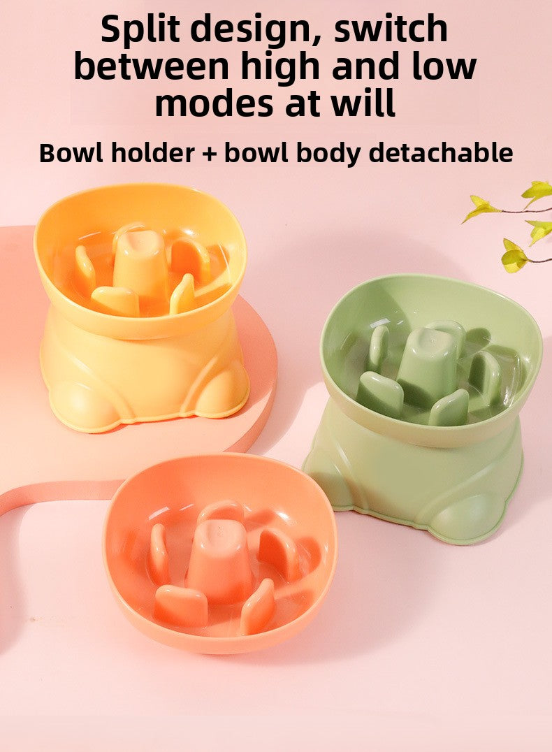 Dog Split Square High Bowl Slow Food Anti Choking Pet Feeding Utensil