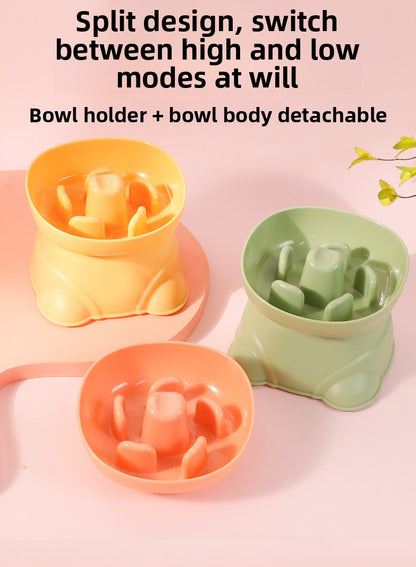 Dog Split Square High Bowl Slow Food Anti Choking Pet Feeding Utensil