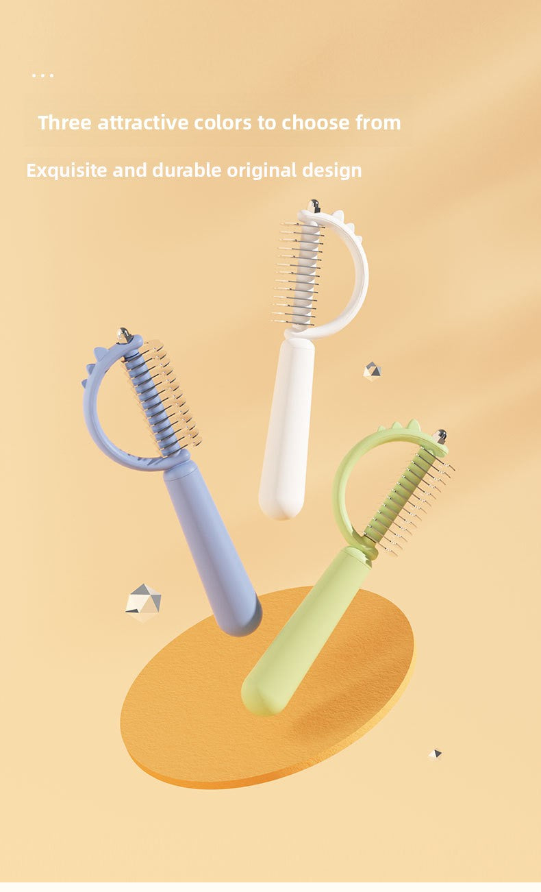 Double Sided Cat Comb for Shedding Small Dinosaur Cute Design Pet Grooming Brush Massage Knot Comb Macaron Colors Long Hair Short Hair