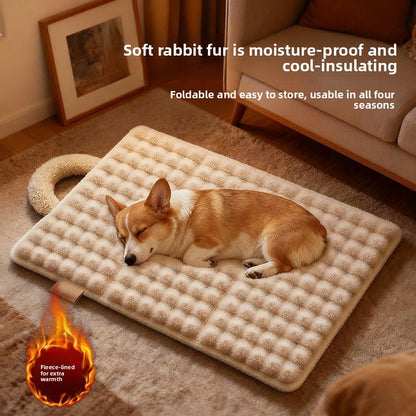 Deluxe Heated Pet Bed for Dogs Cats Warm Plush Mat with Removable Washable Cover All Season Cushion for Puppy Kitten Senior Pets