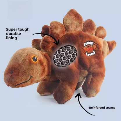 Dog Sound Plush Dinosaur Toy with Crinkle Paper for Durable Chewing