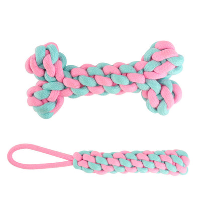 Pink Blue Combination Pet Cotton Rope Knot Toy for Tough Chewing Dogs