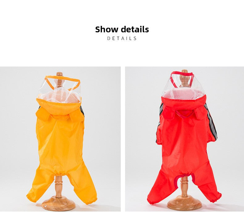 Waterproof Pet Raincoat Full Coverage Four Legged Design for Small and Medium Dogs Summer Outdoor Adventure Cartoon Teddy Dog Clothes