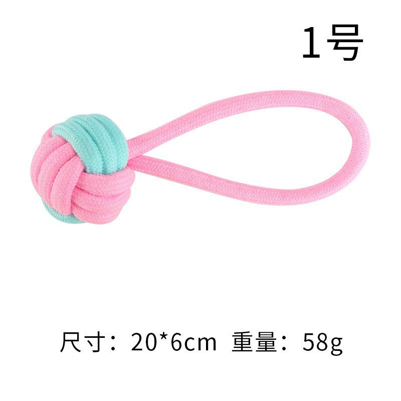 Pink Blue Combination Pet Cotton Rope Knot Toy for Tough Chewing Dogs