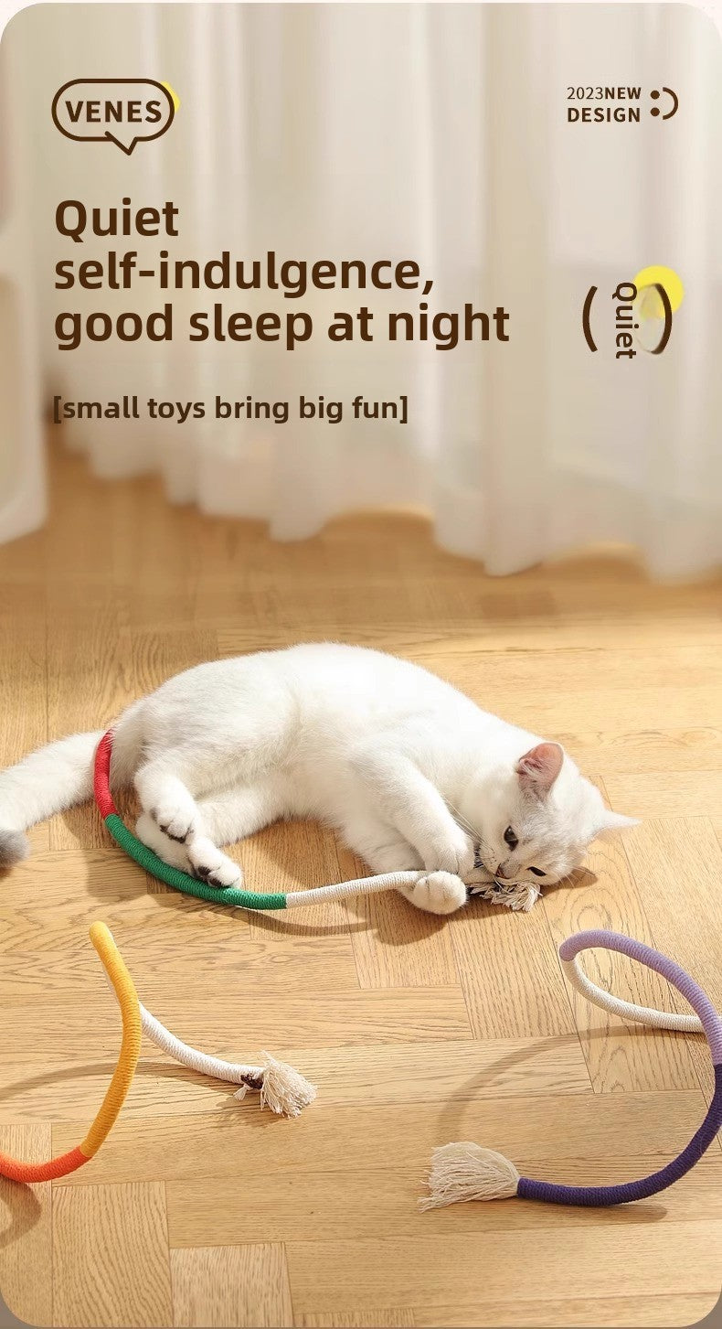 Cat Teaser Chew Rope Toy Self Fun Boredom Easing Teeth Grinding Wand Accessory