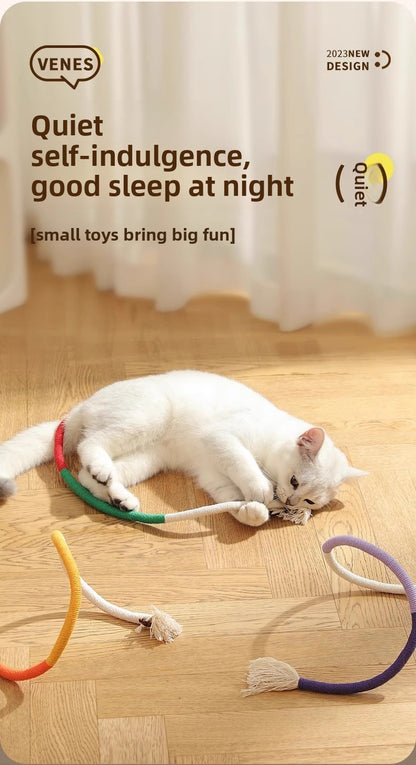 Cat Teaser Chew Rope Toy Self Fun Boredom Easing Teeth Grinding Wand Accessory