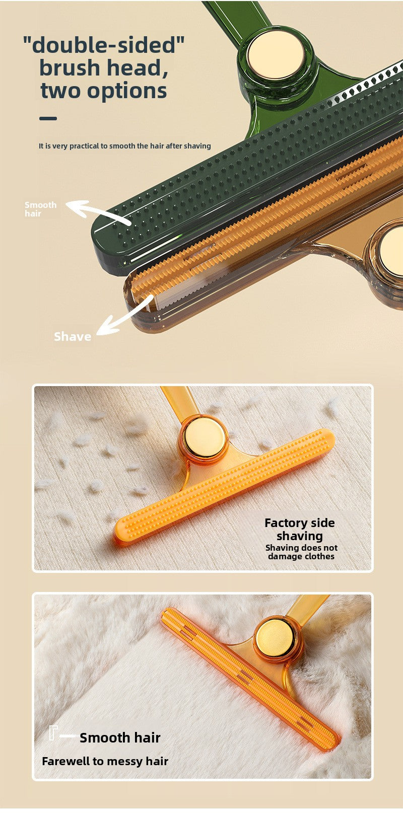 Manual Double-Sided Woolen Fabric Shaver Tool for Household Pet Coat Hair Lint Removal