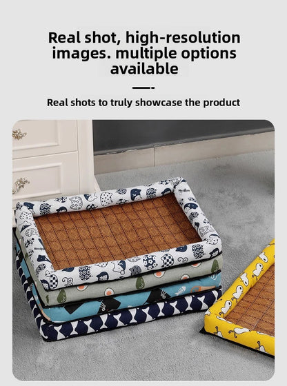 Pet Supplies Summer Cooling Mat Nest Rattan Woven Ice Bed for Cats Sleep