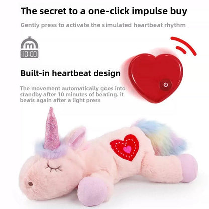 Durable Pet Comfort Pillow Puppy Shape with Simulated Heartbeat Warm Plush Sound Toy